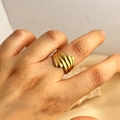Minimalistische 18K vergulde roestvrijstalen ring met een gelaagd spiraalvormig ontwerp - Goud
