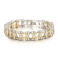 Industrial 13mm stainless steel bike chain bracelet in silver and gold vacuum plating - 23cm Steel & Gold (KB137067-KFC)