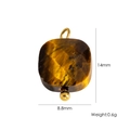 Tiger eye stone square pendant with gold findings, 14mm height for DIY jewelry making - Tiger Eye Square Pendant