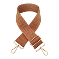 Adjustable brown Greek Key patterned crossbody bag strap with gold metal lobster clasps - Gold Buckle / Brown