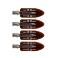 Four-piece set of brown resin flower hair clips with sparkling rhinestones and silver base - Brown Multi-Rhinestone
