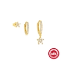 Gold plated S925 sterling silver opal flower earrings set with sparkling cubic zirconia - 925 Silver / Gold #5