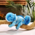 Cute blue and white plush chameleon lizard toy with magnets sitting on a branch - Blue / 20cm