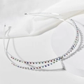 Cerchietto scintillante a doppia fila di cristalli con strass colorati su base argento - Incrociato Multicolore Argento