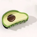 Cute avocado hair claw clip with smiley face design and glossy finish for women - Avocado