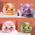 Lot de 4 boîtes à éponges de maquillage en forme de chat, jaune, violet, rose et vert - Ensemble Boîte Chat / Jaune Clair