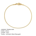 Sleek 0.9mm stainless steel snake chain bracelet in polished 14K gold finish - 1MM-19CM