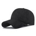 Minimalist black velvet baseball cap with a soft matte texture for autumn and winter - Adjustable / Black