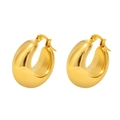 Polished gold chunky C-shaped hoop earrings in minimalist stainless steel for women - EH-408G Gold Chunky Drop