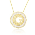 Golden pendant necklace with letter G and sparkling cubic zirconia stones in circular design - Gold Letter-G