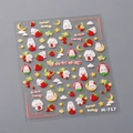 Stickers ongles 3D relief avec mignons lapins blancs et fraises rouges M-717 - Bonne Nuit Lapin Fraise (M-717)
