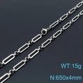Silberne Edelstahl-Büroklammerkette 650x4mm mit Karabinerverschluss und 15g Gewicht - 65cm / Silber