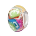 Transparent resin bead featuring colorful alphabet letter cubes for DIY jewelry making - Transparent Built-in Letters Style (007)