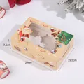 Caja navideña para 6 cupcakes con ventana e ilustraciones festivas 24x15,5x7,5cm - Caja De Navidad Grande Amarilla Con Ventana