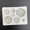 Stampo in silicone bianco per fiori fai-da-te con 7 cavità varie per rose e camelie - Stile 4 (Rettangolo Multi-Fiori)