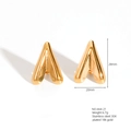 Retro geometric V-shaped earrings in 18K gold plated stainless steel with 28mm length - E664-21(Minimalist V-Shape)