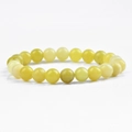 Elastic handmade bracelet with 8-10mm round translucent light yellow natural stone beads - 8mm Round Bead Natural Stone Bracelet (B1760) / Approx 18cm / Lemon Jade