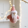 Pink Santa Claus plush ball Christmas tree ornament with soft fleece and white beard - Pink