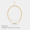 Collar de tres capas de acero de titanio dorado, cadena plana de serpiente de 15-18 pulgadas - Dorado (JDBDK827)