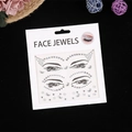 Iridescent star and moon face jewels on white backing card with floral decoration - White Crescent