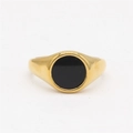Anello dorato minimalista con intarsio nero rotondo da donna in stile moderno e chic - US 6 / Oro Smalto Nero