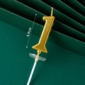 Golden number 1 birthday cake candle with metallic finish and 4.4cm height - Golden Long Number Candle 1