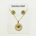 Gold stainless steel jewelry set with butterfly pendant necklace and matching stud earrings - Butterfly Style B / Gold