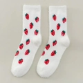 Calcetines de forro polar blanco con lindos estampados de fresas para el calor invernal - Talla única / Fresa Blanca