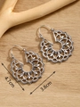 Silver bohemian flower drop earrings with turquoise inlay measuring 4.7cm by 3.8cm - Hollow Flower / Silver FX722