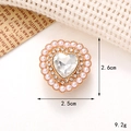 Detail view of heart-shaped shoe charm with pink pearls and rhinestones 2.5cm x 2.6cm - C136 White Pearl Heart