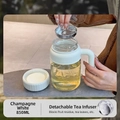 Tetera de vidrio blanco champán de 850ml con filtro extraíble de acero para té de frutas - Blanco 800ml (Filtro Bajo)