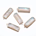 Rectangular natural shell pendants with gold plated edges for DIY jewelry making - 10x25mm White Shell Rectangle