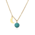 Collier en acier doré avec pendentif croissant de lune et perle turquoise pour femme - Or Pierre Phénix