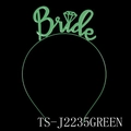 Diadema verde con pedrería y letras Bride con motivo de diamante para peinados - Verde-BRIDE