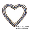 Colgante corazón dorado con circonitas azules para joyas DIY, tamaño 21,5 mm - Estilo 14: Cierre De Conexión De Cobre Con Circonita Microengastada