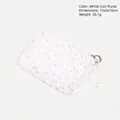 White rectangular coin purse with sequins, pearl tassel, and 15x2x10cm dimensions - White Sequin