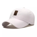 White quick-dry mesh baseball cap for men, summer breathable sun hat with leather patch - Adjustable / White