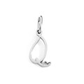 Polished silver stainless steel letter Q pendant featuring a delicate heart element - Letter Q / Steel
