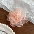Elegant pink organza orchid hair clip with layered petals and white pearl stamen - Pink Organza Flower (24)