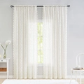 Elegant white lace curtains with scalloped edges for bedroom balcony window decoration - Phoenix Tail Gauze White (Rod Pocket) / W140*H100