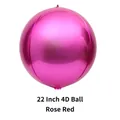 Spherical 22-inch 4D rose red foil balloon with premium metallic mirror finish for parties - 22 Inch 4D Ball / Rose Red
