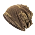 Bonnet en maille rétro délavé avec imprimés de lettres marron foncé pour l'automne - M (56-58cm) / café