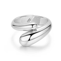 Minimalist silver double-layered open bangle with a sleek teardrop shape and polished finish - Silver Minimalist Open (SZYS-015HJ-YS)