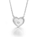 Collar con colgante de corazón plateado, incrustación de concha y piedra brillante - Estilo B Color Acero (KN117335-K)