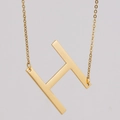 18K gold plated stainless steel necklace featuring a minimalist letter H pendant charm - Gold Letter H (With Chain)