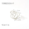 Anillo abierto irregular minimalista en tono plateado con dimensiones y peso detallado - Estilo De Anillo Multicapa Irregular (YYR023154) / Plateado