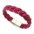 Dettaglio del bracciale intrecciato magenta con chiusura magnetica dorata metallizzata - Bracciale intrecciato magnetico rosa fucsia (30115)