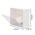 White wall-mounted storage box with transparent flip lid measuring 8.5x8.5x4.6cm - White