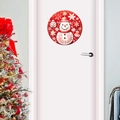 Christmas snowman door sticker with snowflakes and bells on white door background - Red Round Snowman Style (PH-QT1275)