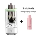 Automatic makeup brush cleaner set with white electric device and 80ml cleaning liquid - Transparent White (Plug-in + Agent)